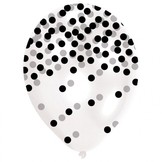 Balónky černé konfety s potiskem 6 ks 27,5 cm